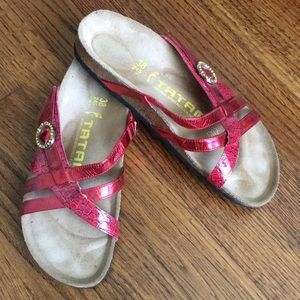 Cute red Birkenstock sandals!